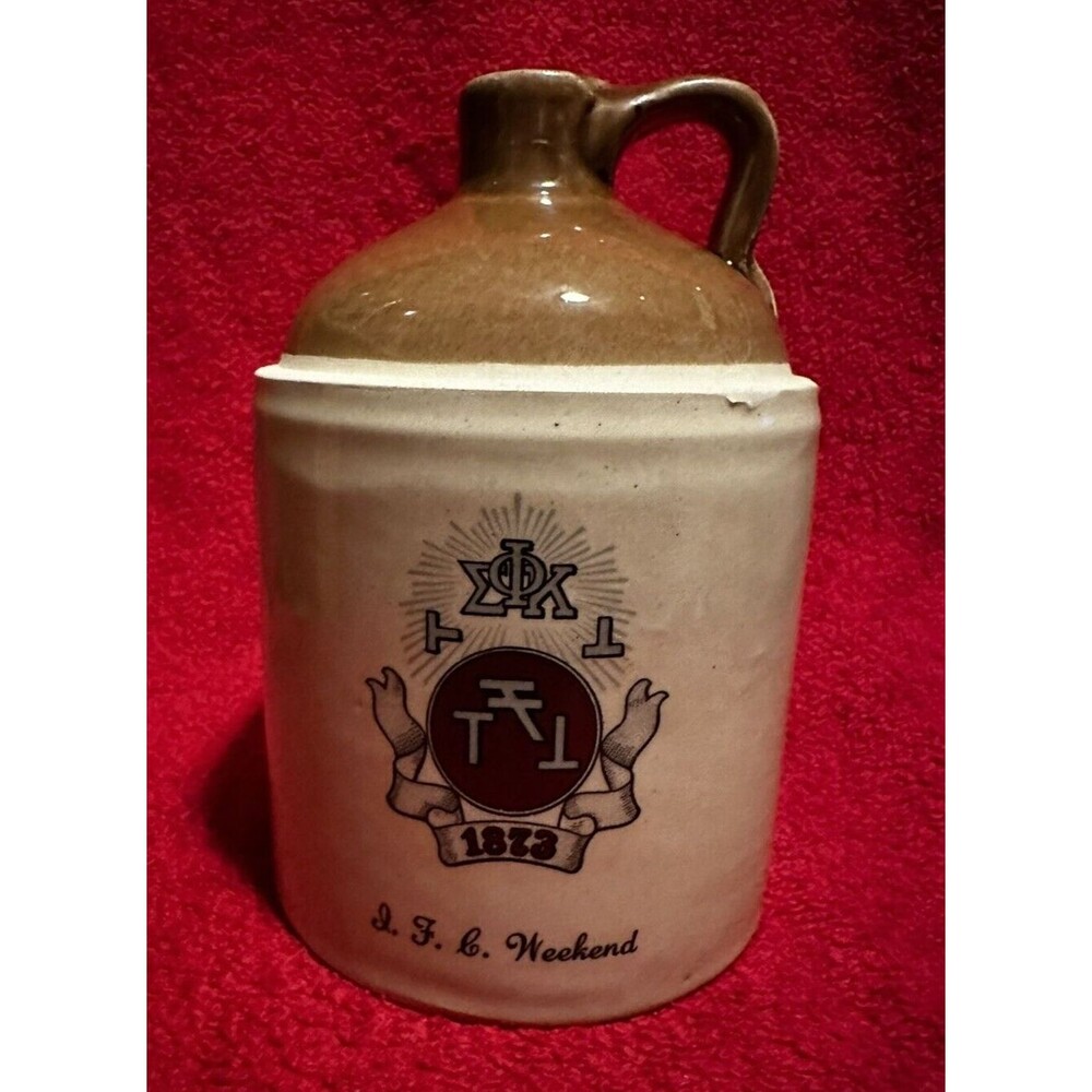 1967 Phi Sigma Kappa Fraternity Pledge Formal Moonshine Jug is a Stoneware Jug